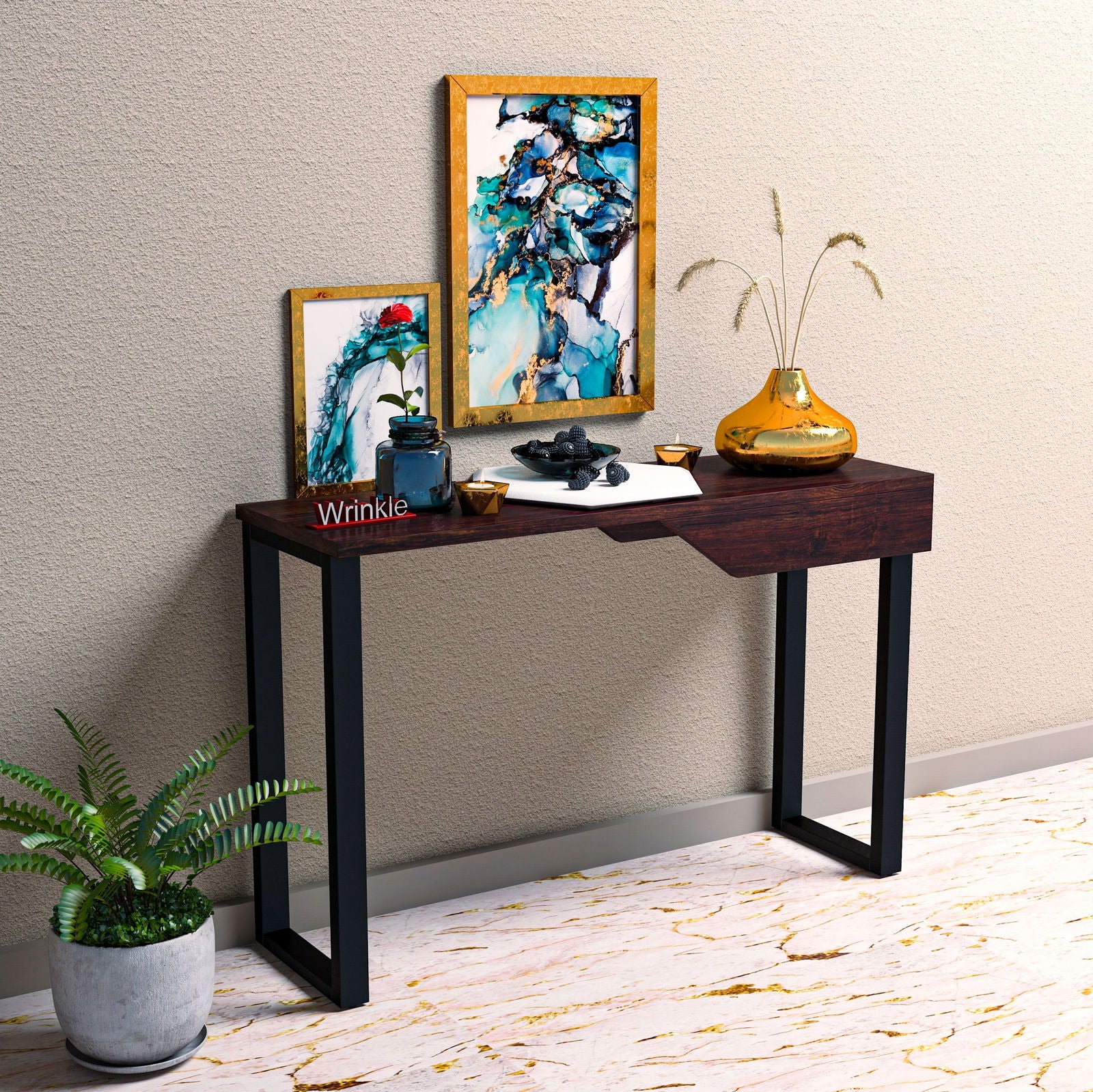 Most Admired Console table in Metal With Sheesham Wood top - Furnishiaa -  -